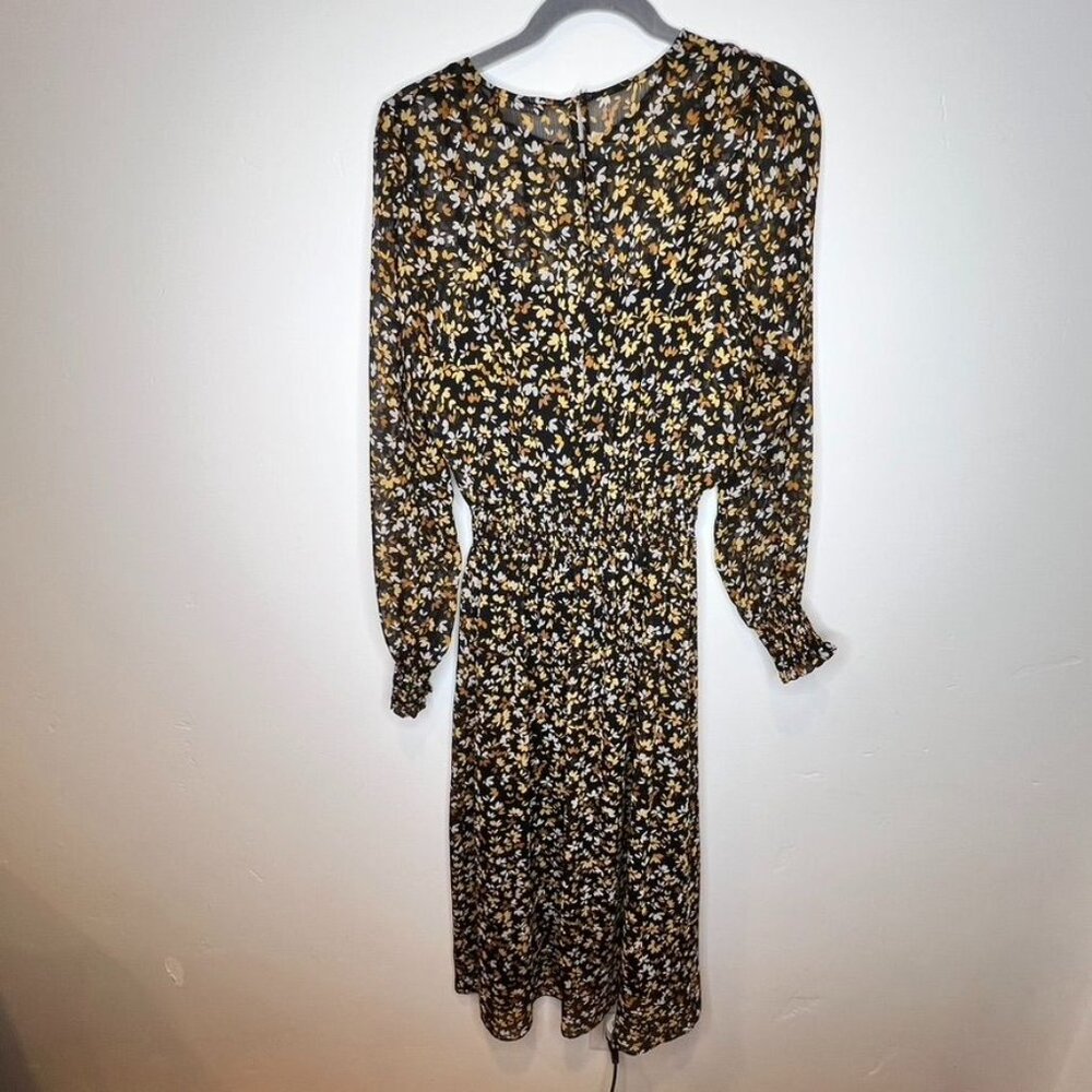 Tommy Hilfiger Womans Sintched Floral Print Midi Dress Long Sleeve Size 10 - Picture 6 of 7